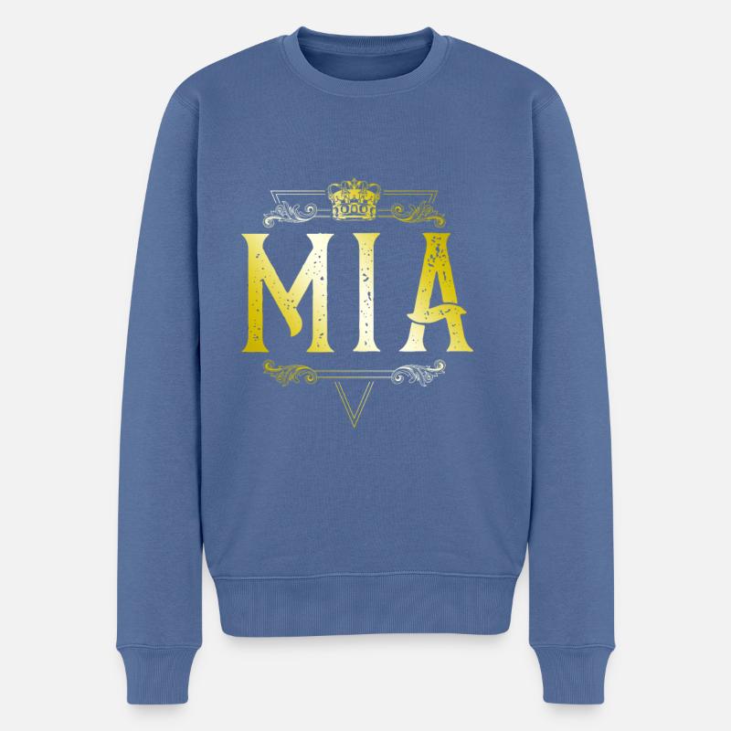 Mia - Männer Premium Bio Pullover - Taubenblau