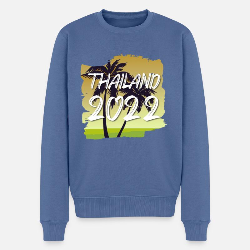 Thaïlande 2022 - Pull Premium bio Homme - bleu pigeon