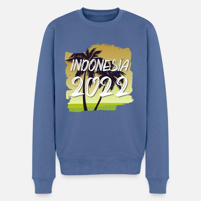 Indonesia 2022 - Männer Premium Bio Pullover - Taubenblau