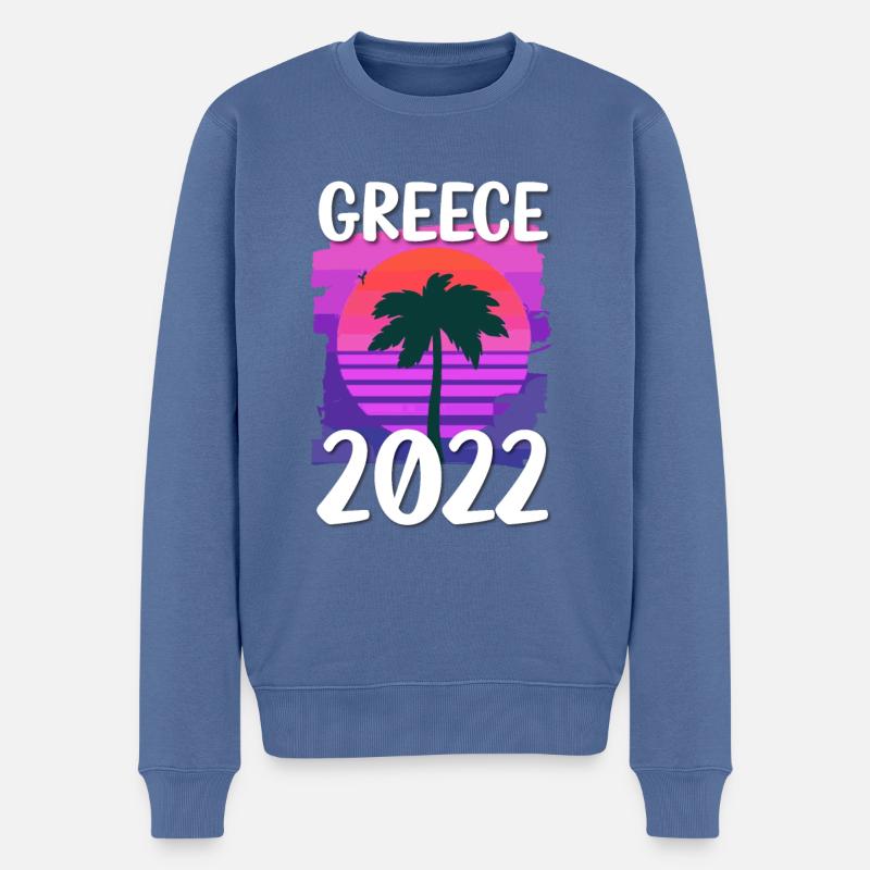 Greece 2022 - Männer Premium Bio Pullover - Taubenblau