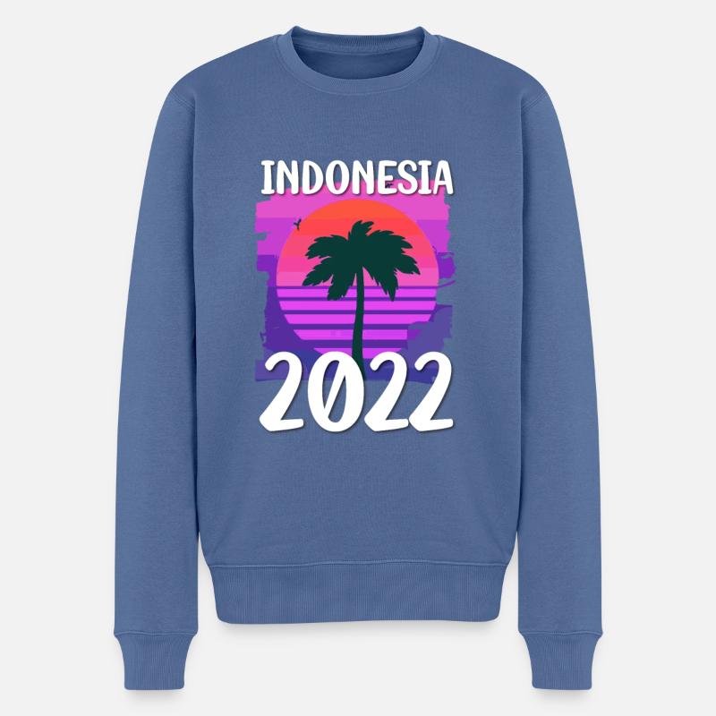 Indonesia 2022 - Männer Premium Bio Pullover - Taubenblau