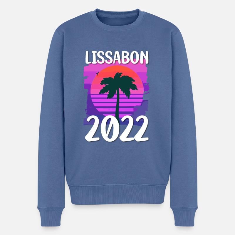 Lisbonne 2022 - Pull Premium bio Homme - bleu pigeon