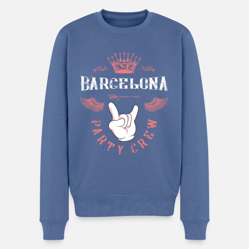 Barcelona Party Crew - Pull Premium bio Homme - bleu pigeon