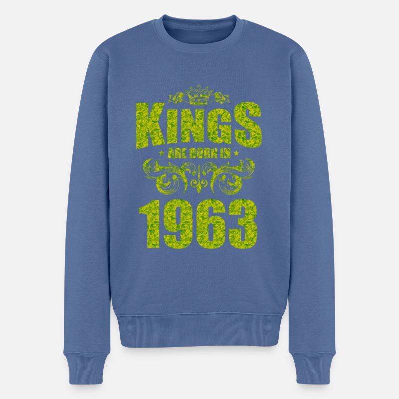 les rois naissent en 1963 - Pull Premium bio Homme - bleu pigeon
