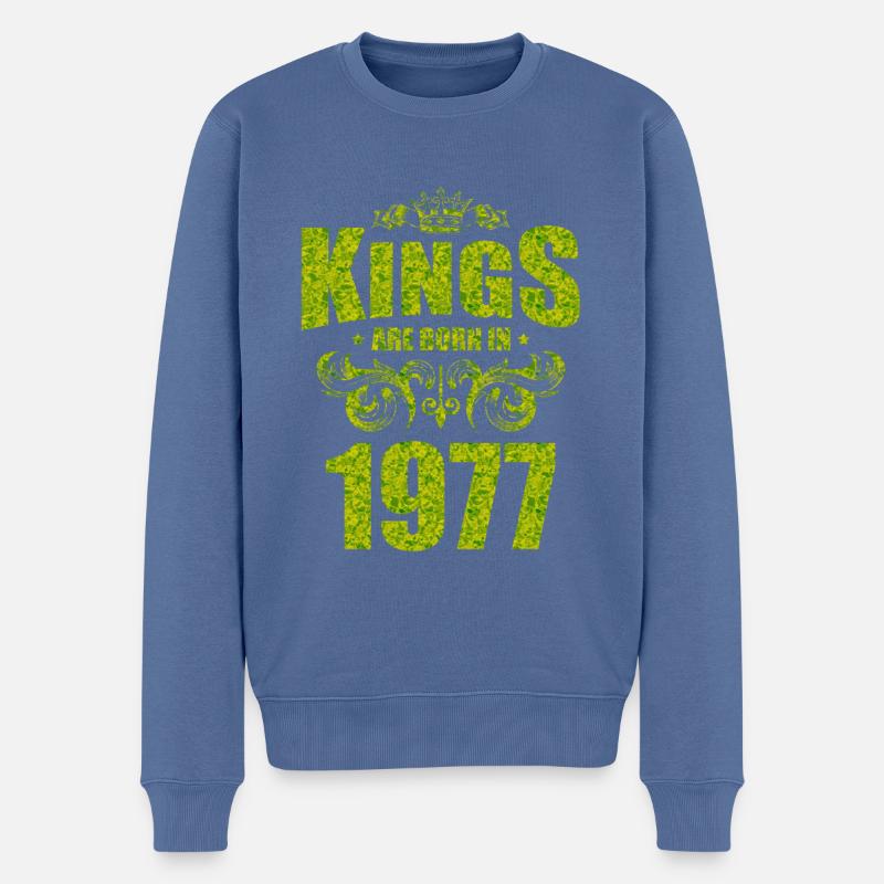 kings are born 1977 - Männer Premium Bio Pullover - Taubenblau