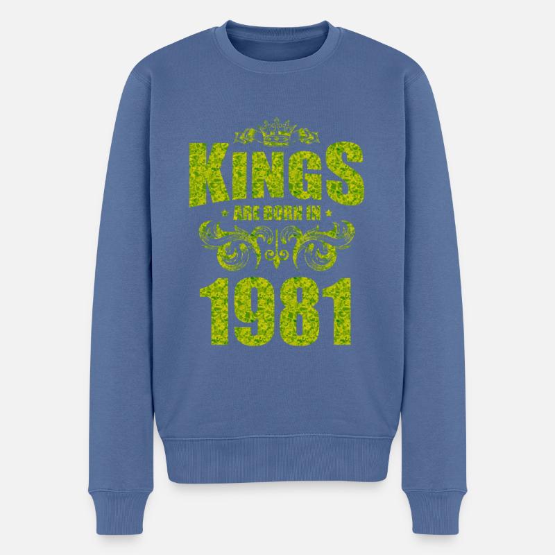les rois naissent en 1981 - Pull Premium bio Homme - bleu pigeon