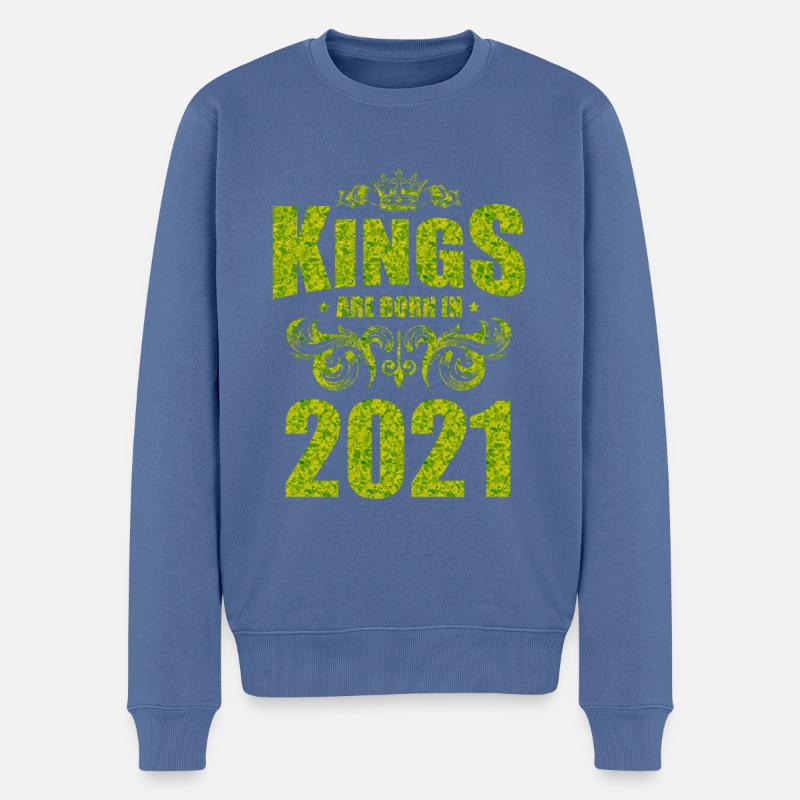 les rois naissent en 2021 - Pull Premium bio Homme - bleu pigeon
