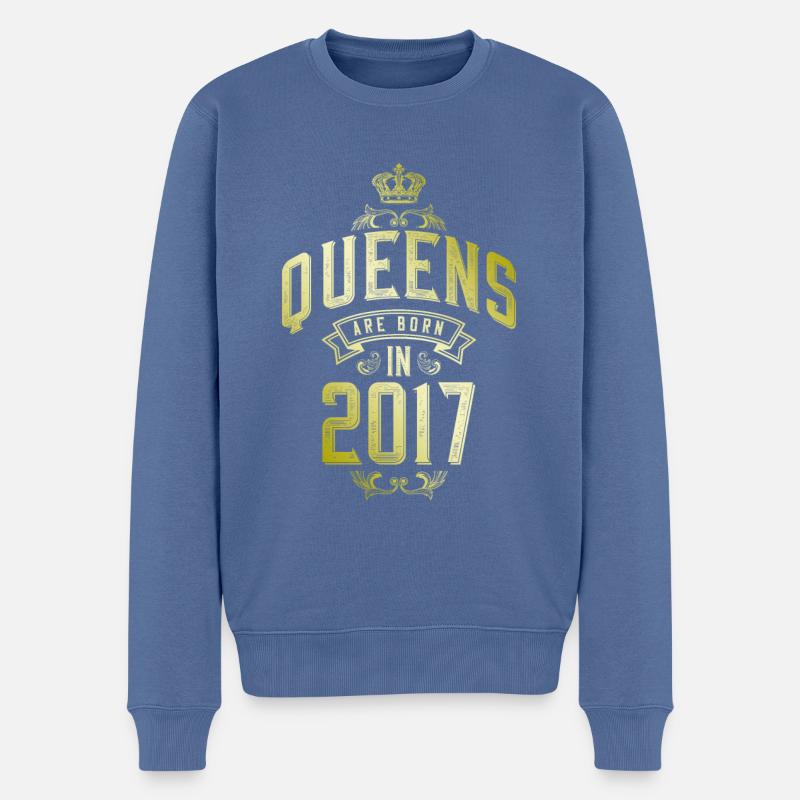 Queens born in 2017 - Männer Premium Bio Pullover - Taubenblau