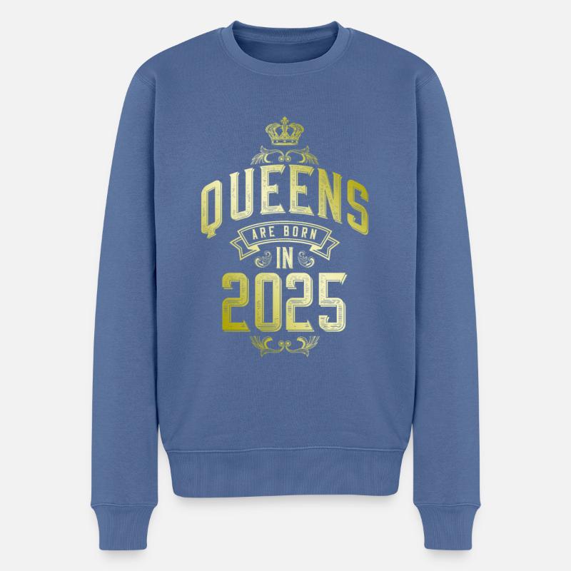Reines nées en 2025 - Pull Premium bio Homme - bleu pigeon