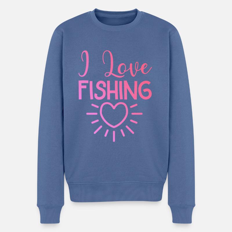 Ich Liebe Fischen - Männer Premium Bio Pullover - Taubenblau