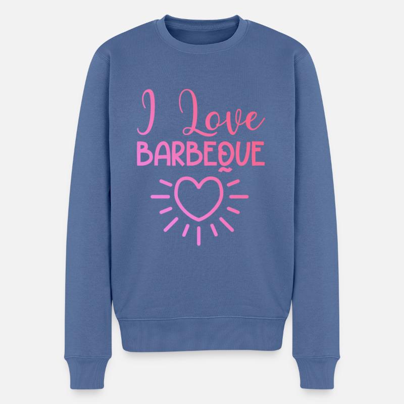 J’adore le barbecue - Pull Premium bio Homme - bleu pigeon
