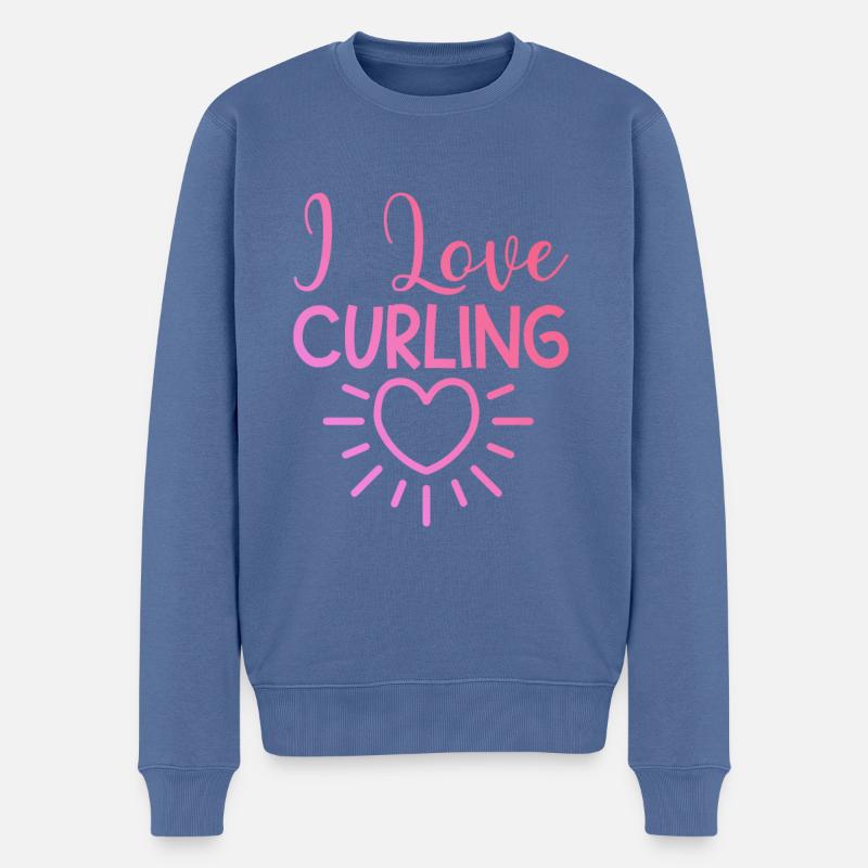 Ich liebe Curling - Männer Premium Bio Pullover - Taubenblau