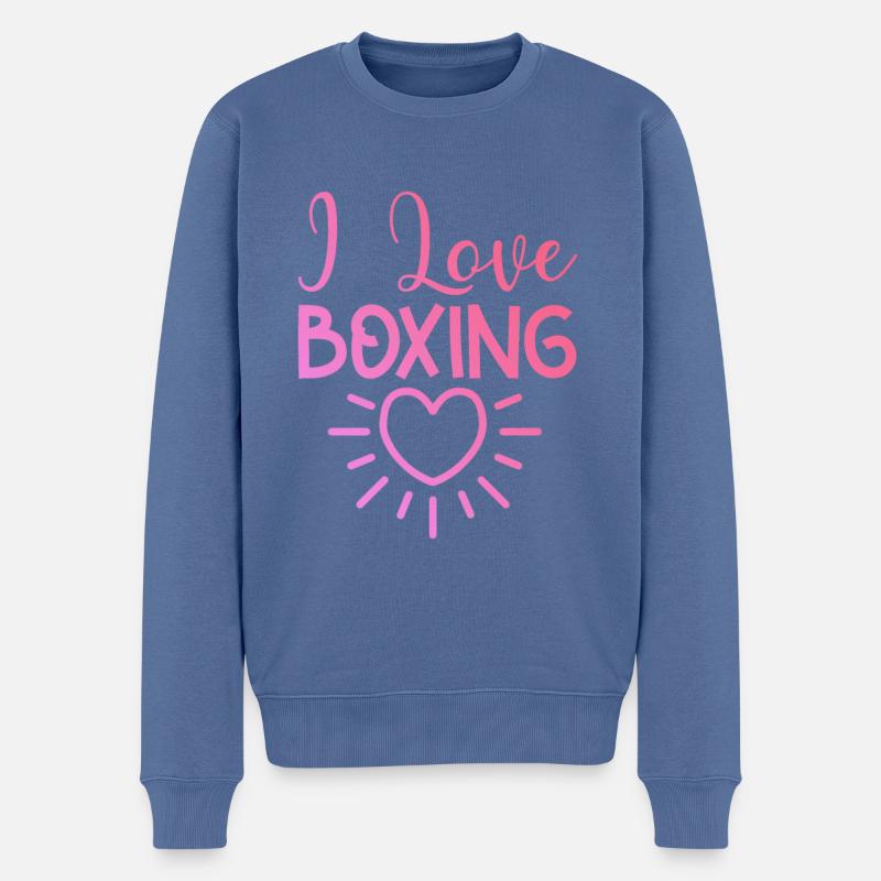 Ich liebe Boxen - Männer Premium Bio Pullover - Taubenblau