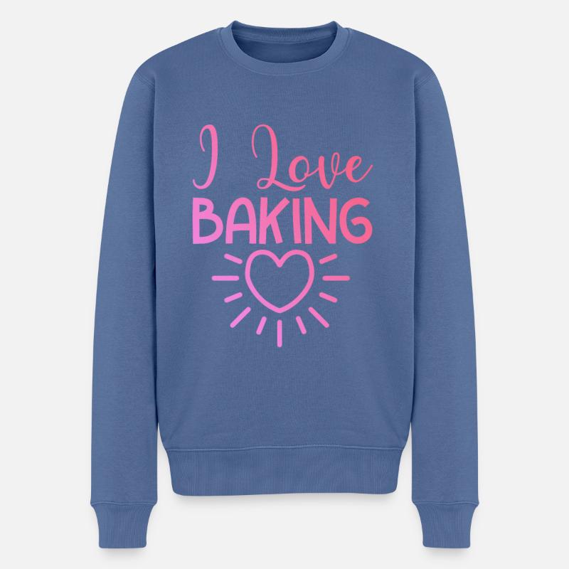 Ich liebe Backen - Männer Premium Bio Pullover - Taubenblau