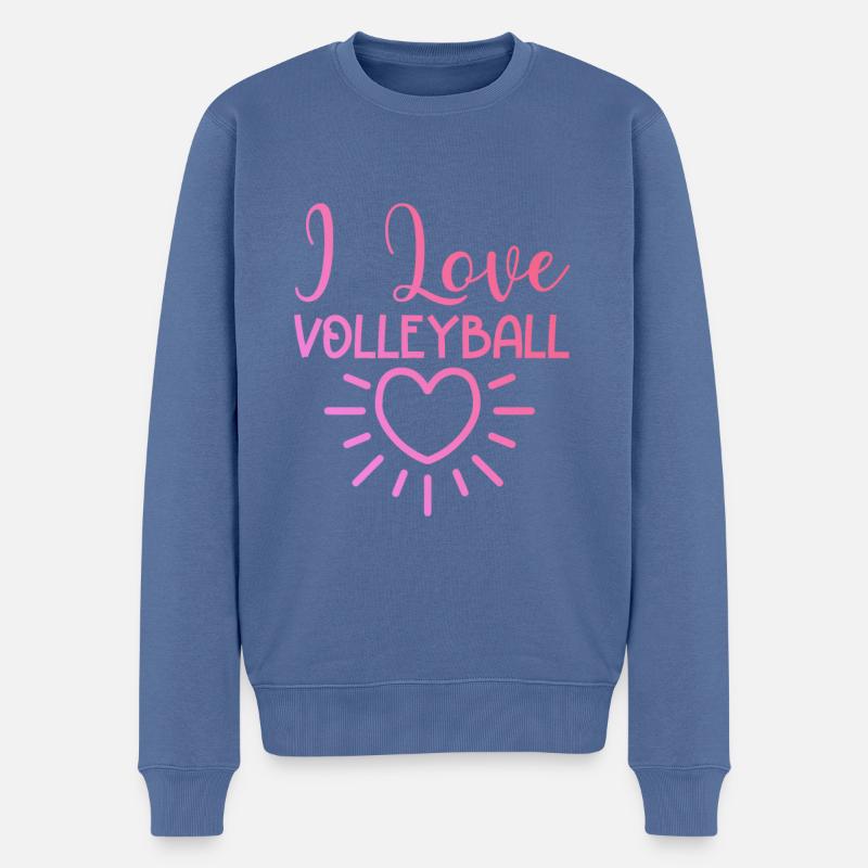 Ich liebe Volleyball - Männer Premium Bio Pullover - Taubenblau