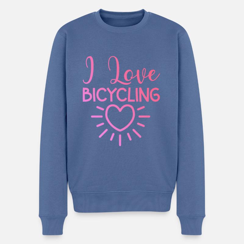 Ich Liebe Fahrradfahren - Männer Premium Bio Pullover - Taubenblau