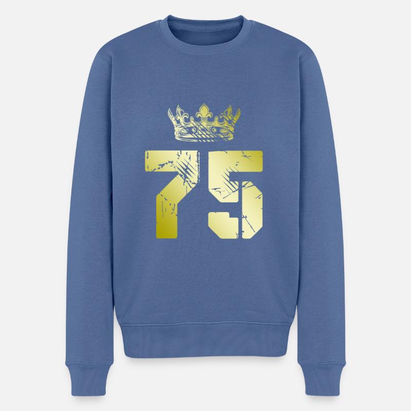 75 Zahl Krone - Männer Premium Bio Pullover - Taubenblau