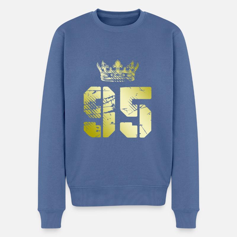 95 Zahl Krone - Männer Premium Bio Pullover - Taubenblau