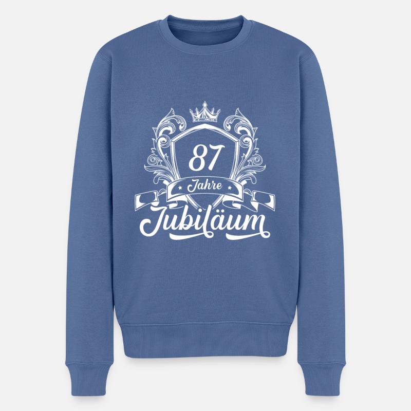 87 Zahl Kranz - Männer Premium Bio Pullover - Taubenblau