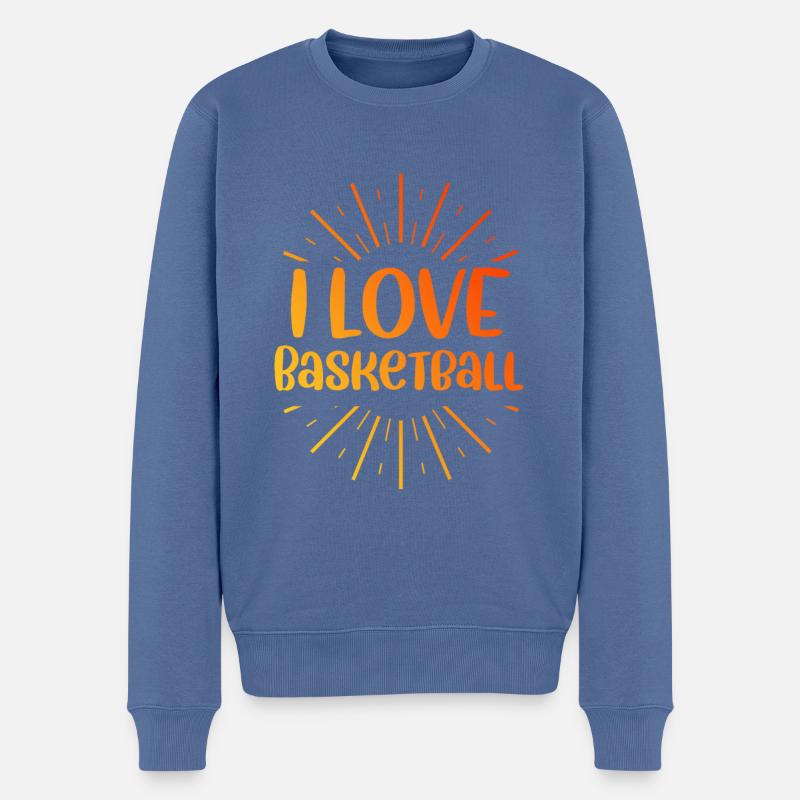 Ich liebe Basketball - Männer Premium Bio Pullover - Taubenblau