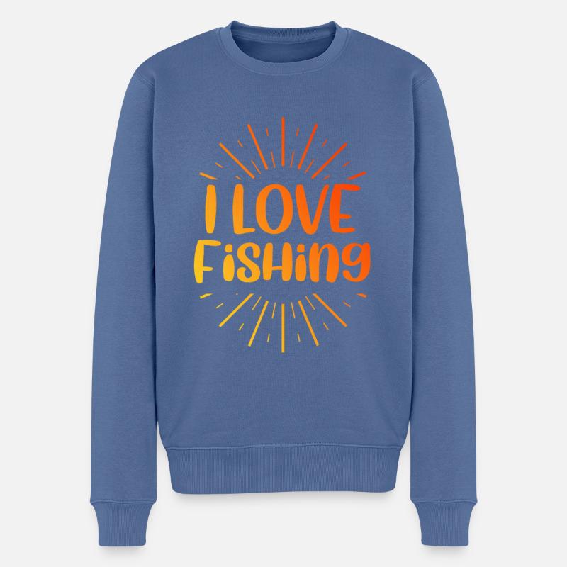 Ich Liebe Fischen - Männer Premium Bio Pullover - Taubenblau