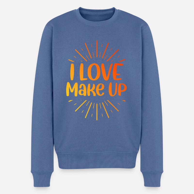 Ich liebe Make up - Männer Premium Bio Pullover - Taubenblau