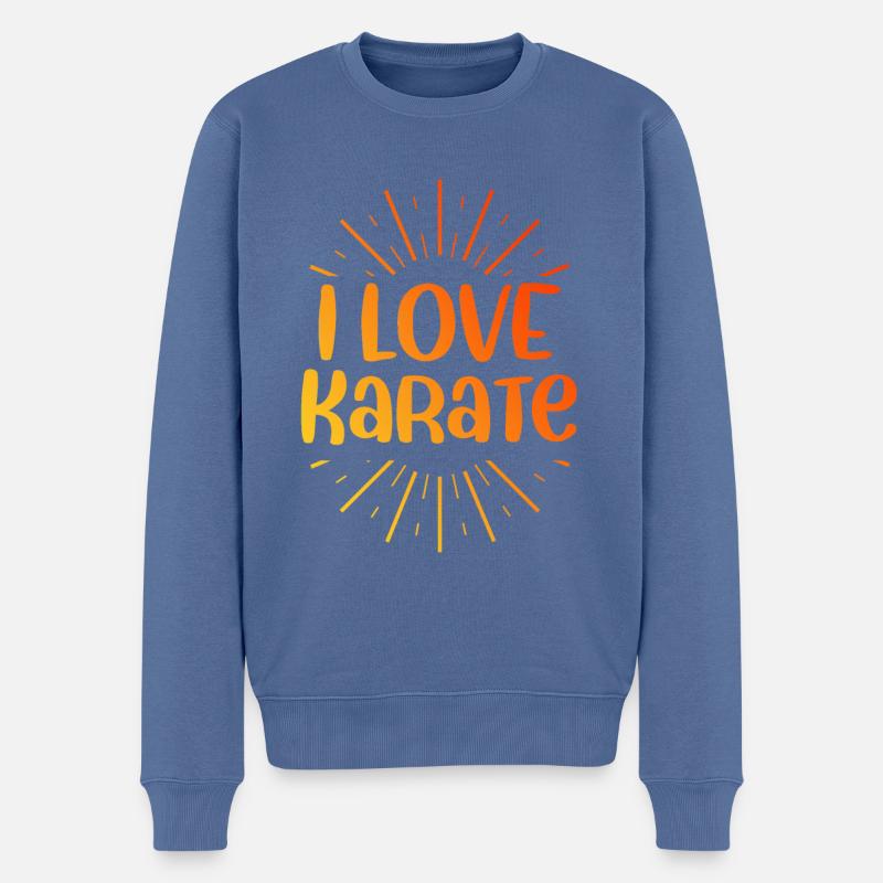 Ich liebe Karate - Männer Premium Bio Pullover - Taubenblau