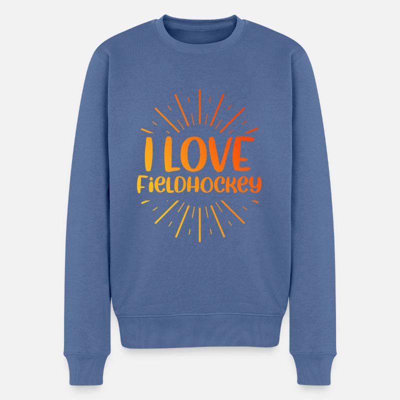 Ich liebe Fieldhockey - Männer Premium Bio Pullover - Taubenblau