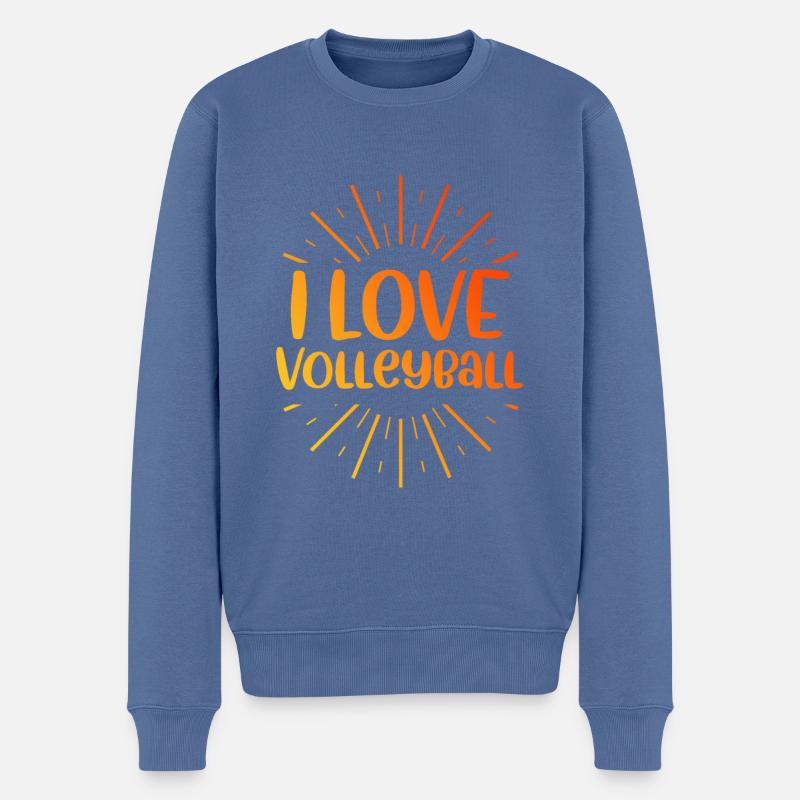 Ich liebe Volleyball - Männer Premium Bio Pullover - Taubenblau