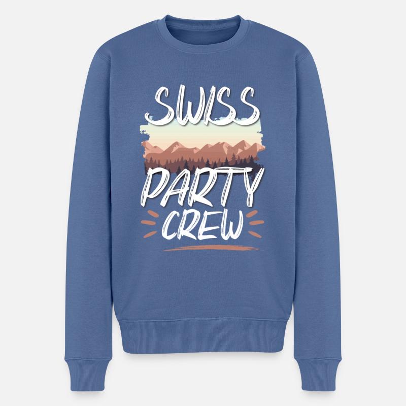 Swiss Party Crew - Männer Premium Bio Pullover - Taubenblau