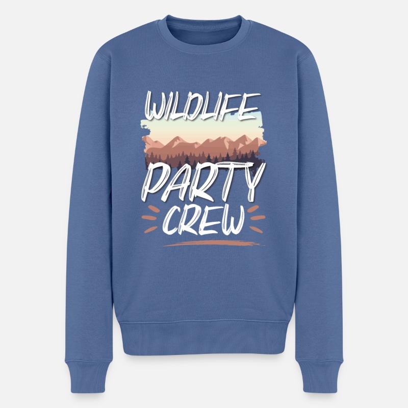 Wildlife Party Crew - Männer Premium Bio Pullover - Taubenblau