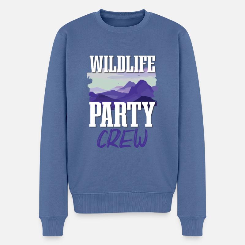 Wildlife Party Crew - Männer Premium Bio Pullover - Taubenblau
