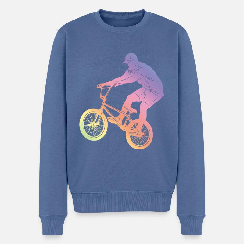 Motocross Silhouette - Männer Premium Bio Pullover - Taubenblau