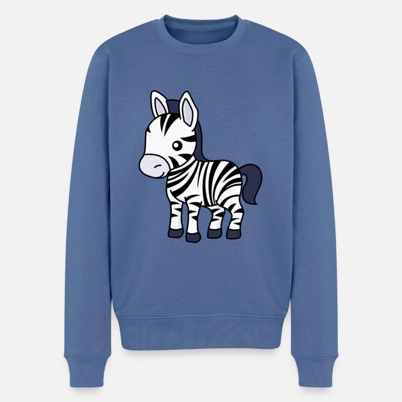 Zebra Comic Tier - Männer Premium Bio Pullover - Taubenblau