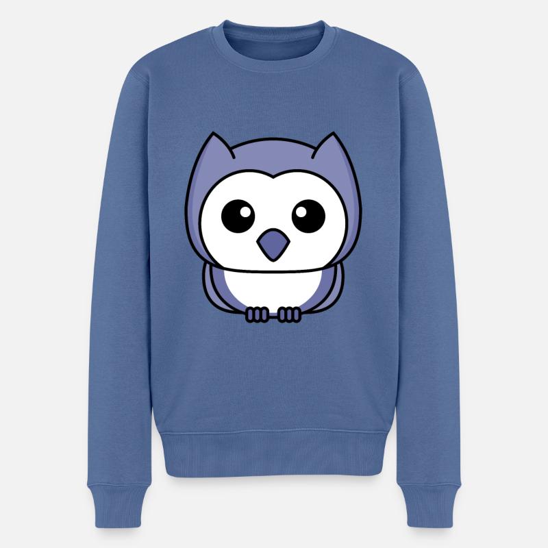 Eule Comic - Männer Premium Bio Pullover - Taubenblau