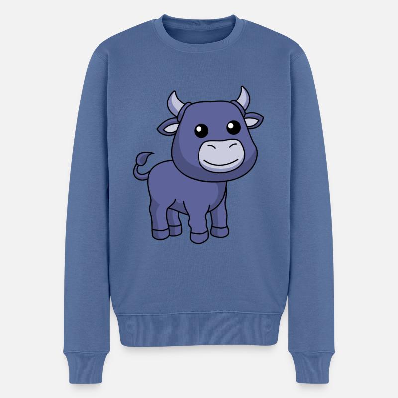 Stier Comic Tier - Männer Premium Bio Pullover - Taubenblau