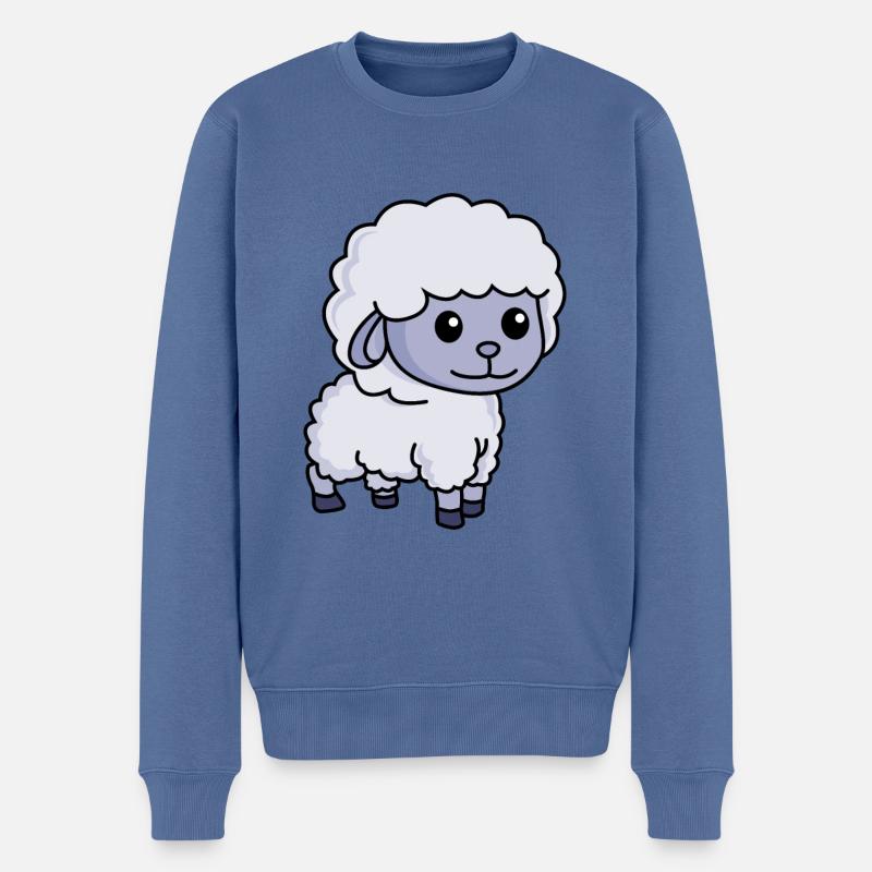 Schaf Comic Tier - Männer Premium Bio Pullover - Taubenblau