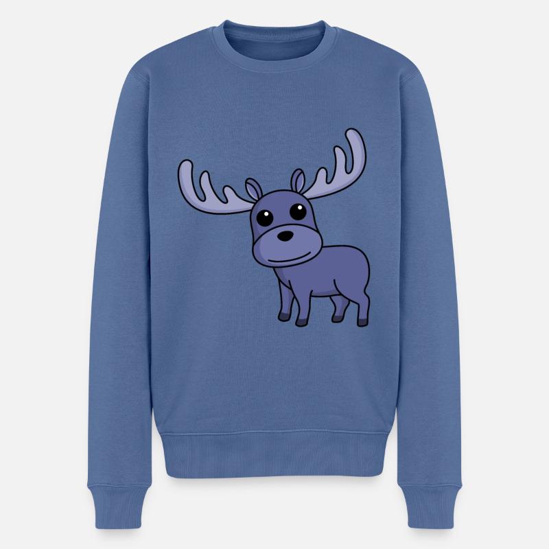Elch Comic Tier - Männer Premium Bio Pullover - Taubenblau