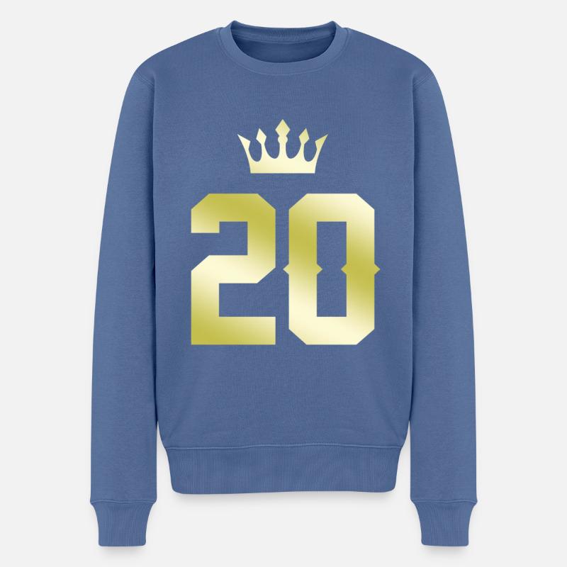 20 Zahl Krone - Männer Premium Bio Pullover - Taubenblau