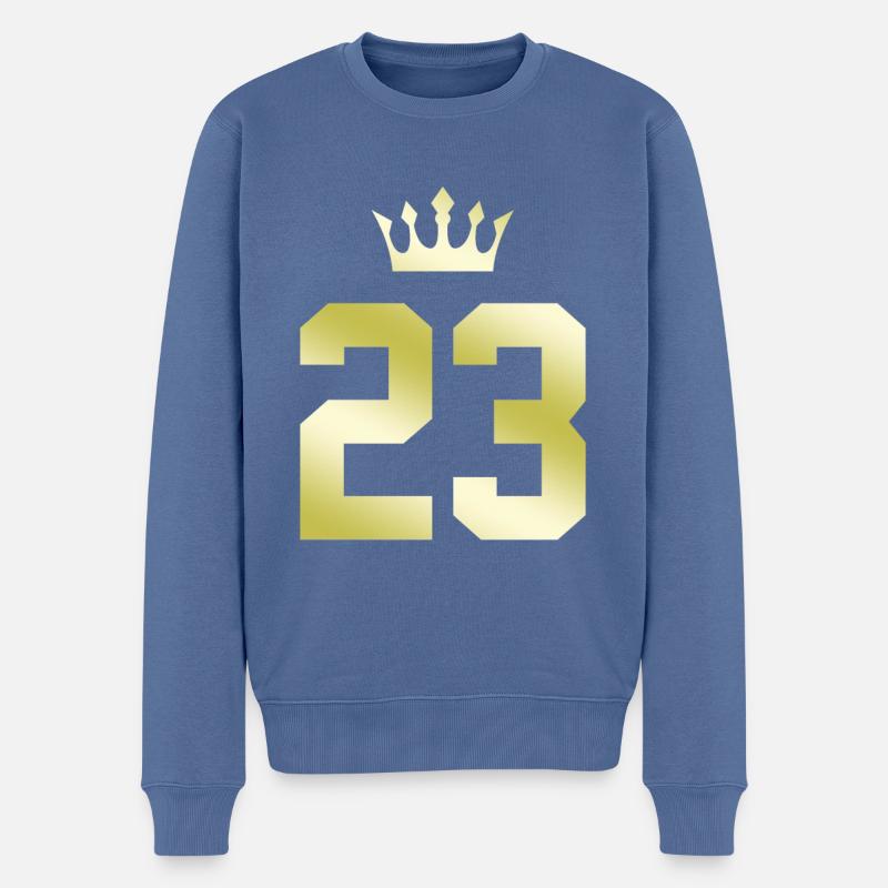23 Zahl Krone - Männer Premium Bio Pullover - Taubenblau
