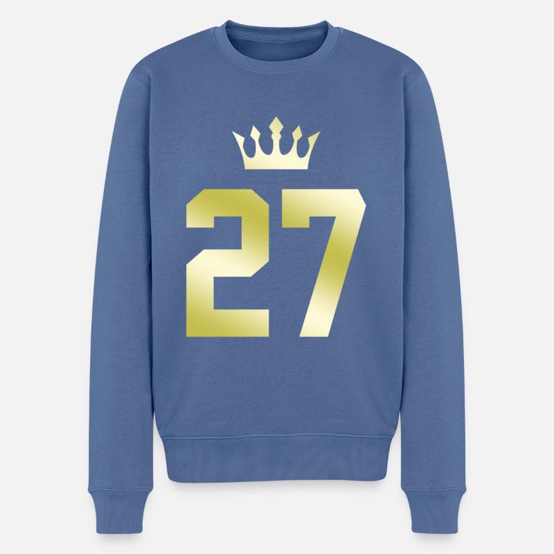 27 Couronne numérique - Pull Premium bio Homme - bleu pigeon