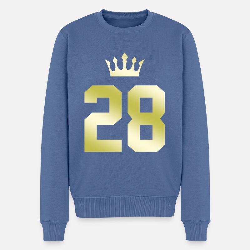 28 Zahl Krone - Männer Premium Bio Pullover - Taubenblau