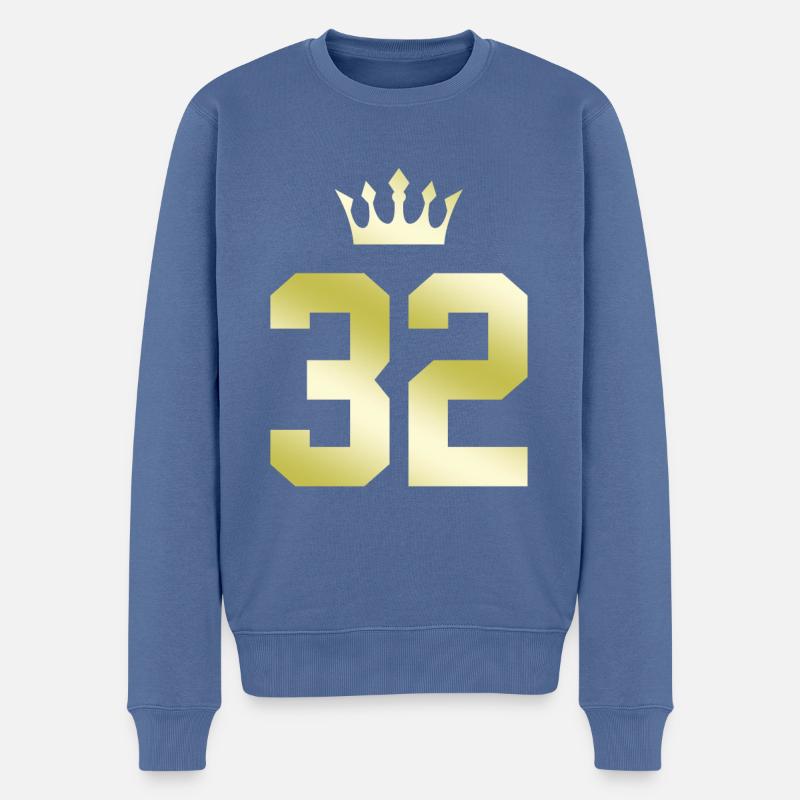 32 Zahl Krone - Männer Premium Bio Pullover - Taubenblau
