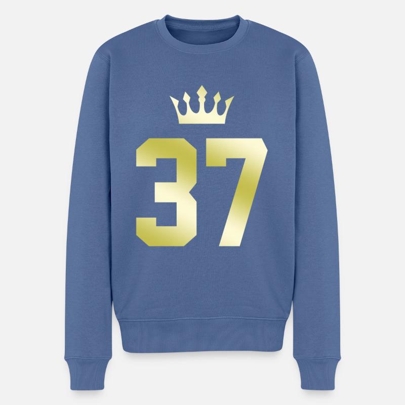 37 Zahl Krone - Männer Premium Bio Pullover - Taubenblau