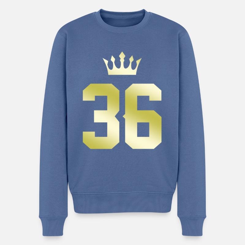 36 Zahl Krone - Männer Premium Bio Pullover - Taubenblau