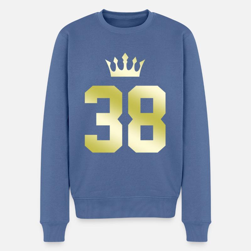 38 Zahl Krone - Männer Premium Bio Pullover - Taubenblau