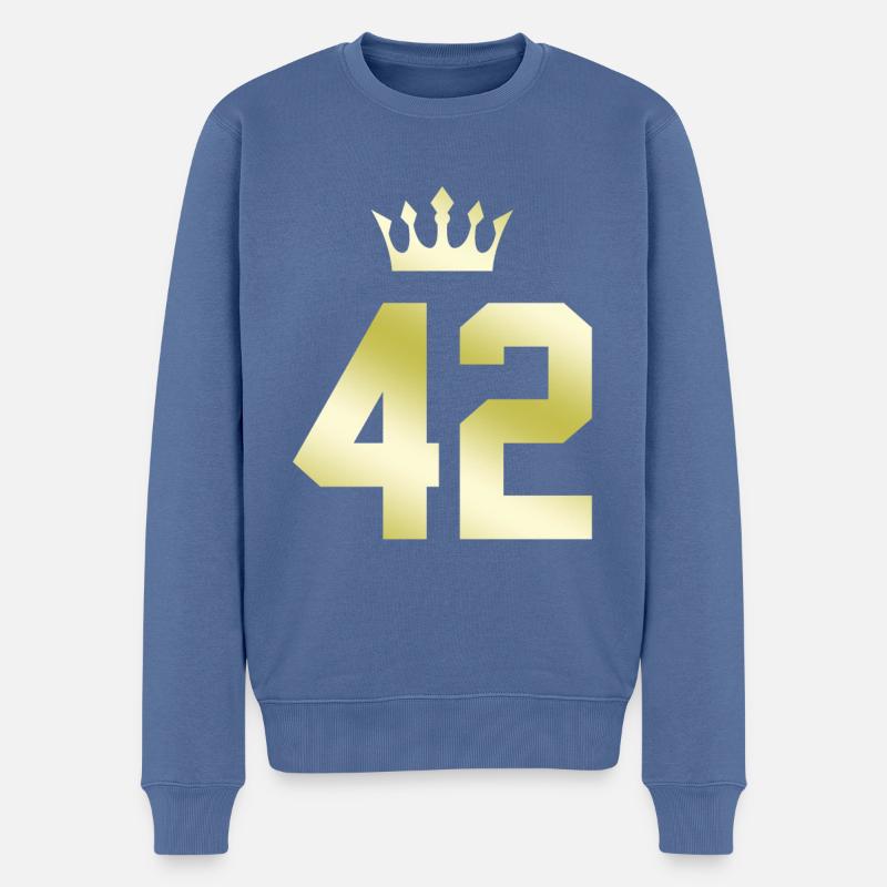 42 Zahl Krone - Männer Premium Bio Pullover - Taubenblau