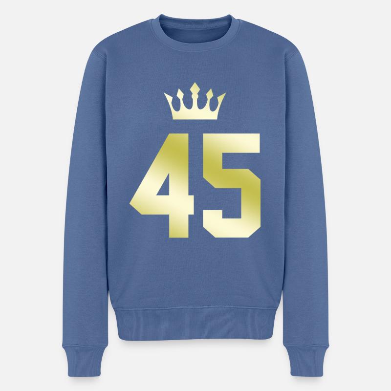 45 Zahl Krone - Männer Premium Bio Pullover - Taubenblau