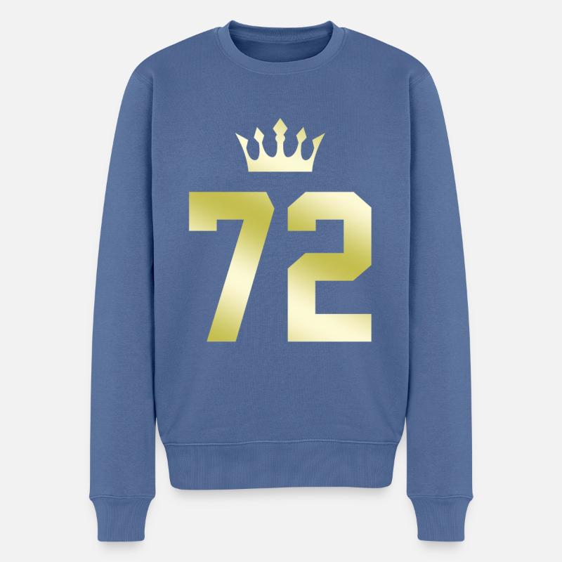 72 Zahl Krone - Männer Premium Bio Pullover - Taubenblau