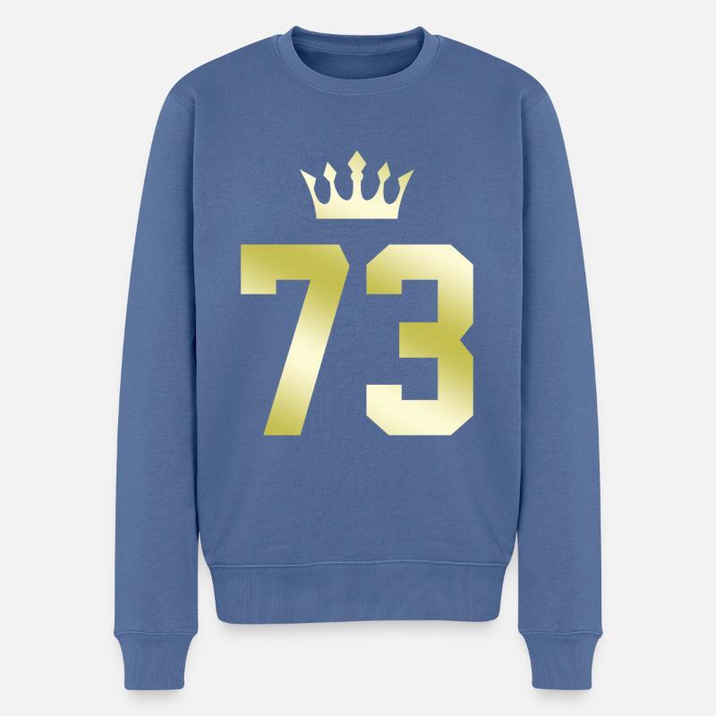 73 Zahl Krone - Männer Premium Bio Pullover - Taubenblau